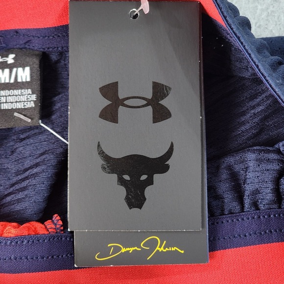 Under Armour Project Rock USA Loose Fit Mesh Shorts Mens M Red White Blue Pocket - Picture 7 of 16